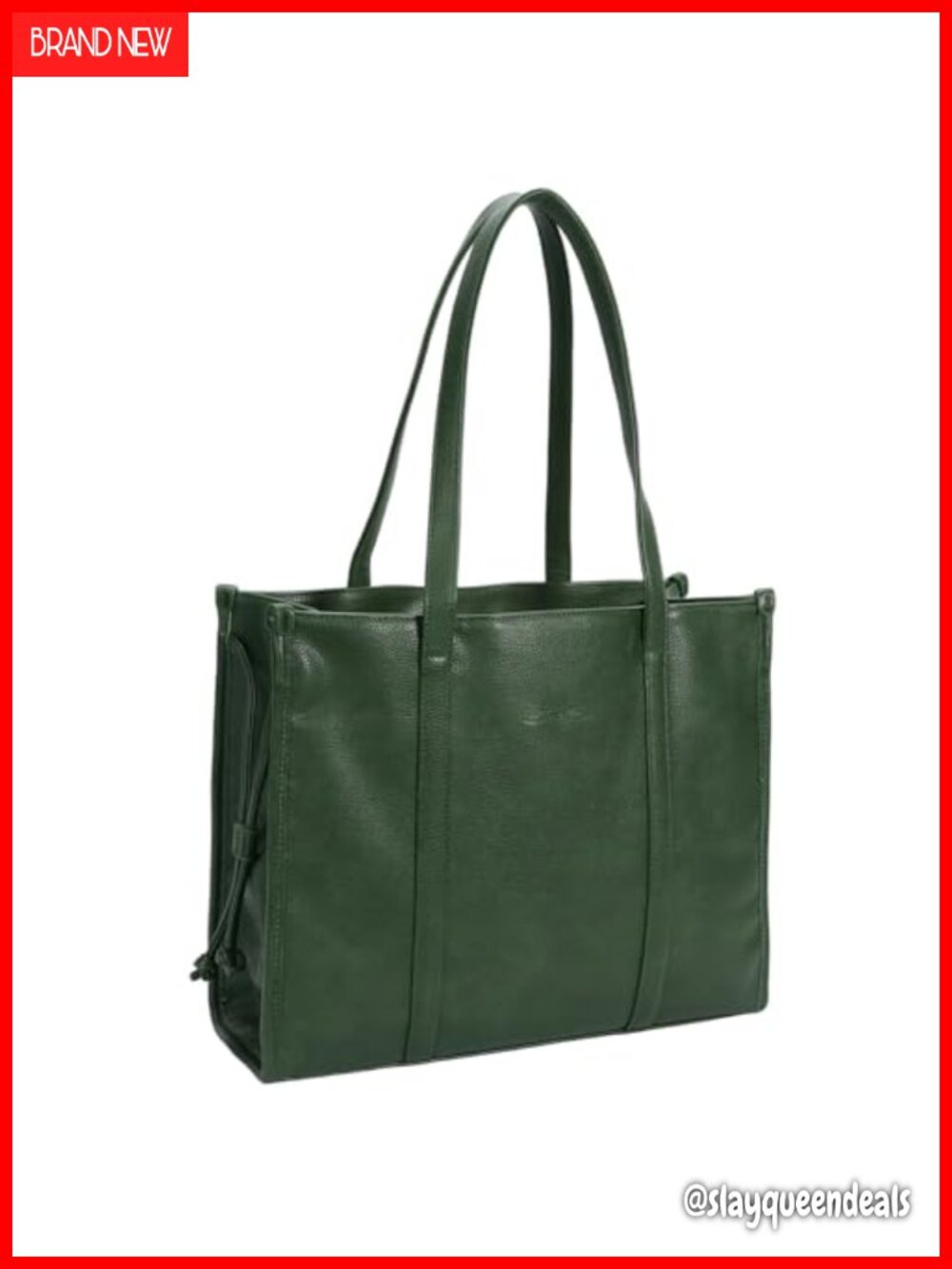 Women's Large PU Leather Drawstring Tote Bag, Laptop Compartment, Shopper